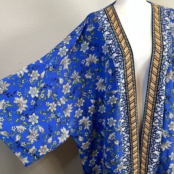 Bobeau Blue Boho Hippie Womens Loose Flowy Draped Cardigan Kimono Size 3X - Picture 2 of 6